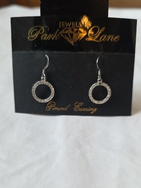 Park Lane Sharper Image Silver Pavé Circle Drop Earrings